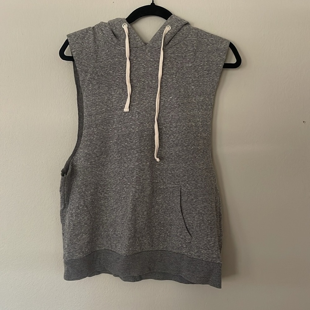 Gray Sleeveless Hoodie Size L - Picture 1 of 4